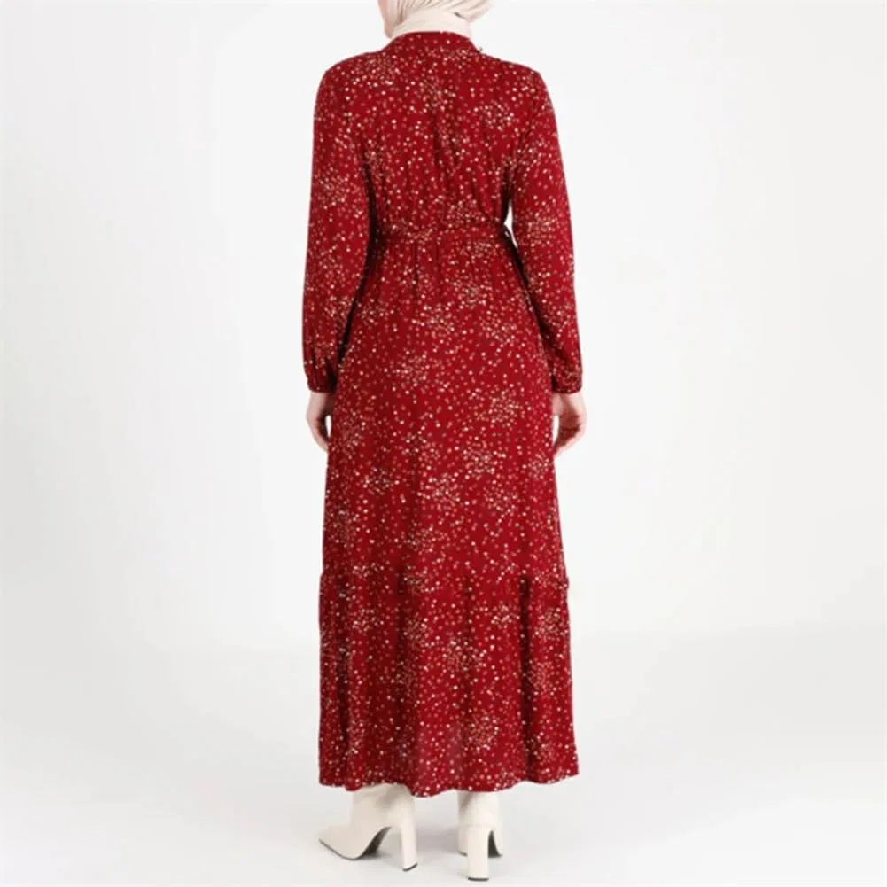 Женское макси-платье с цветочным принтом Abaya, Red — фото 4