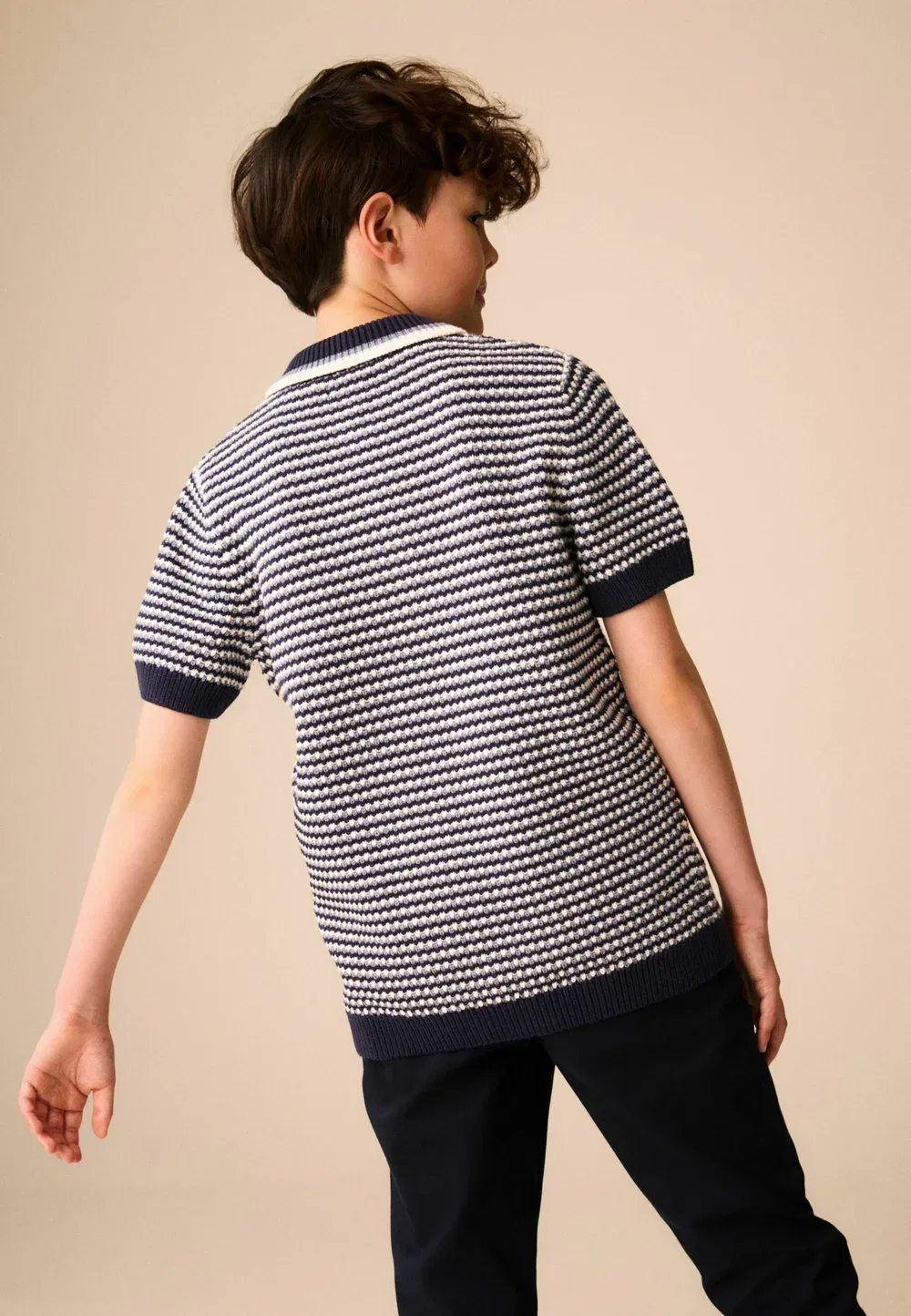 Рубашка-Поло стандартного кроя из фактурного трикотажа Next, Navy Blue — фото 3