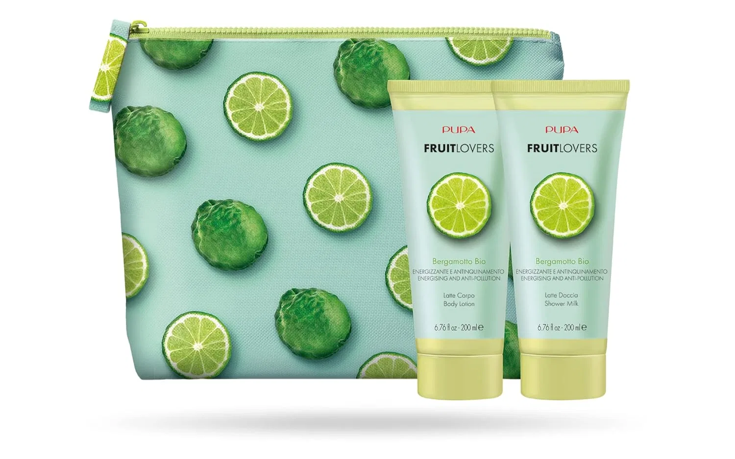 Лосьон для тела Fruit Love Organic Bergamot, Pupa, 200 мл + Молочко для душа 200 мл, Молочный