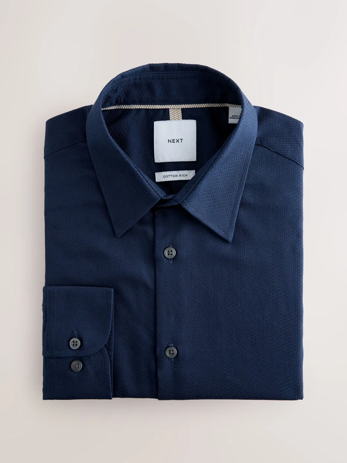 Рубашка с текстурой, Slim Fit Next, темно-синий