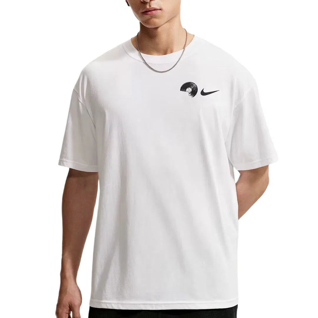 Мужская футболка с круглым вырезом, хлопковая, Nike, White