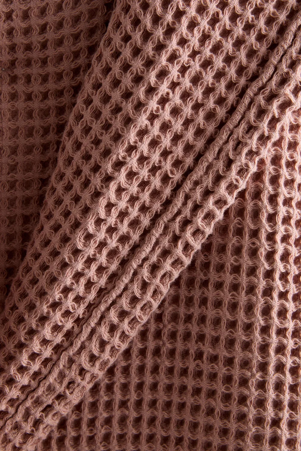 Хлопковый вафельный халат ZARA, Pale pink — фото 4