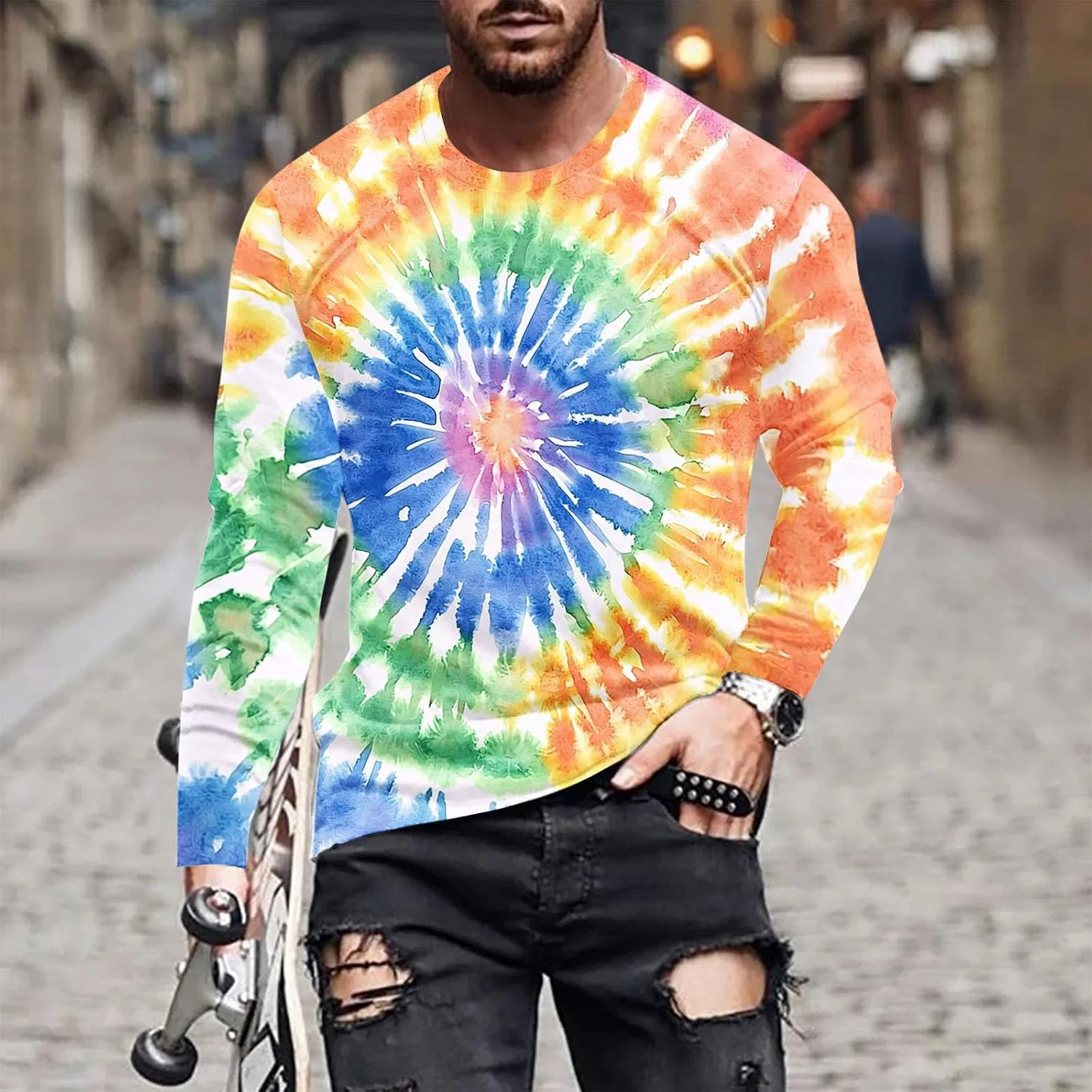 Мужская футболка с градиентным рисунком Tie Dye, 17-multicolor — фото 2
