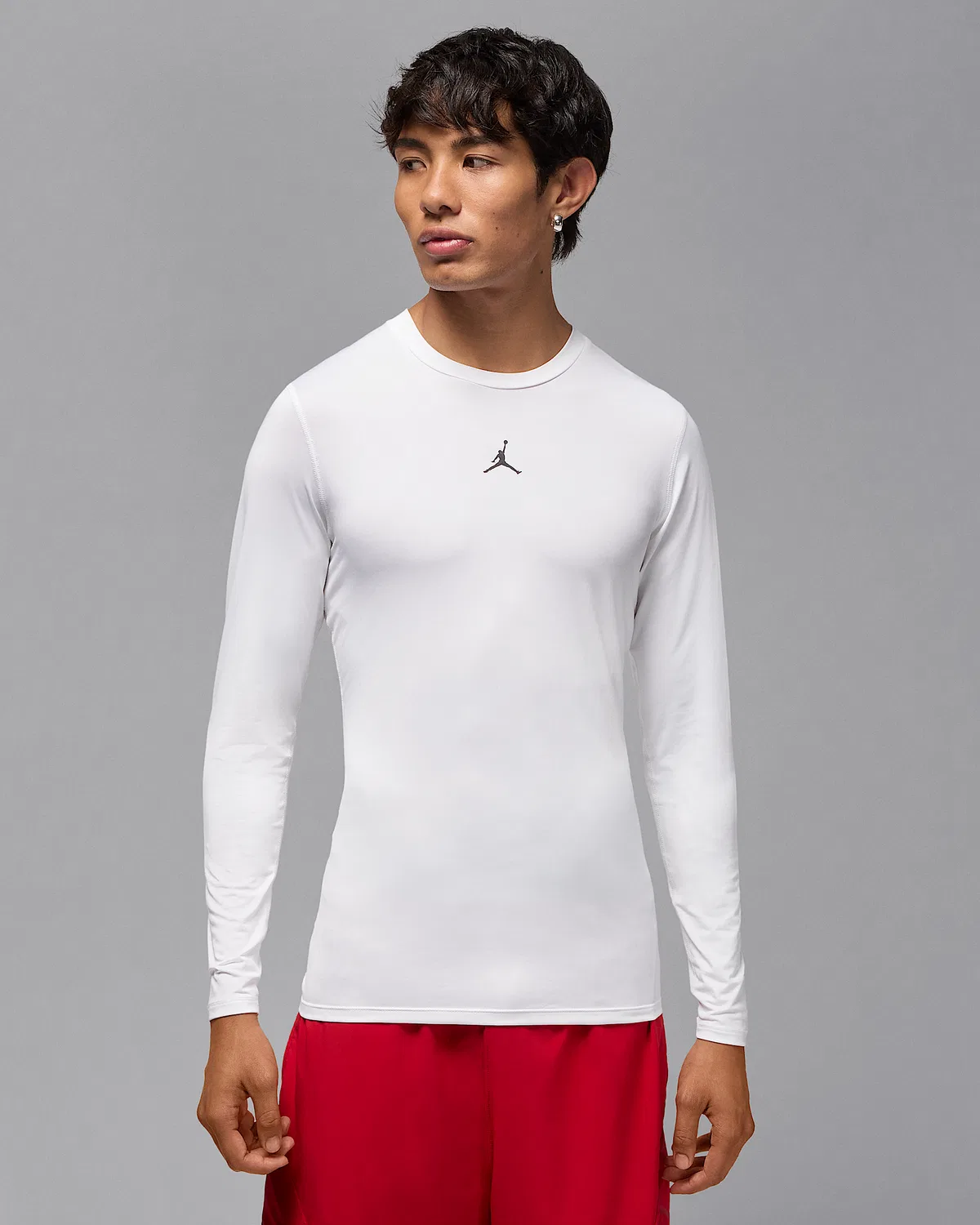 Мужская длинная базовая футболка Dri-FIT Jordan Sport, White/Black