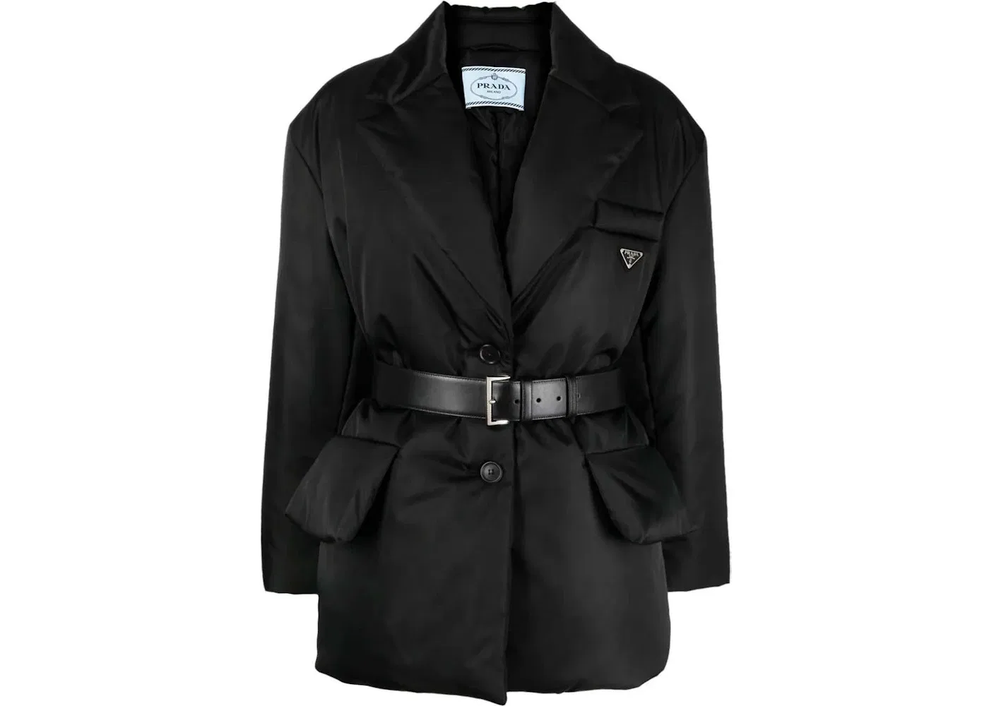 Мужская стеганая куртка с поясом Prada, Black