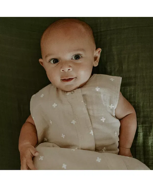 Детский спальный мешок для новорожденных Cotton Muslin Little Unicorn, Taupe Cross — фото 4