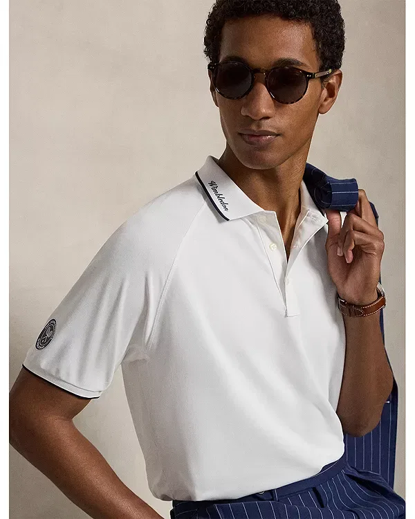 Мужское поло custom slim fit с принтом Wimbledon Polo Ralph Lauren, белый — фото 4