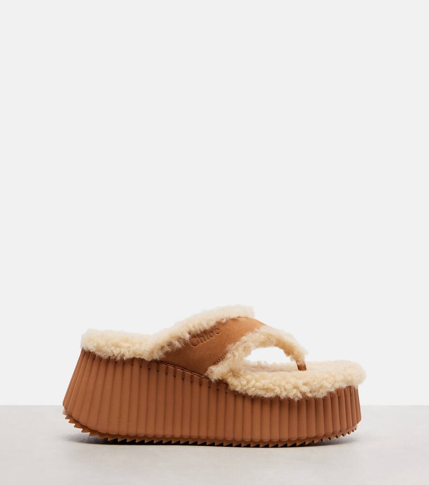 Повседневные сандалии на платформе Nama 80 из замши Chloé, Pottery Brown — фото 4