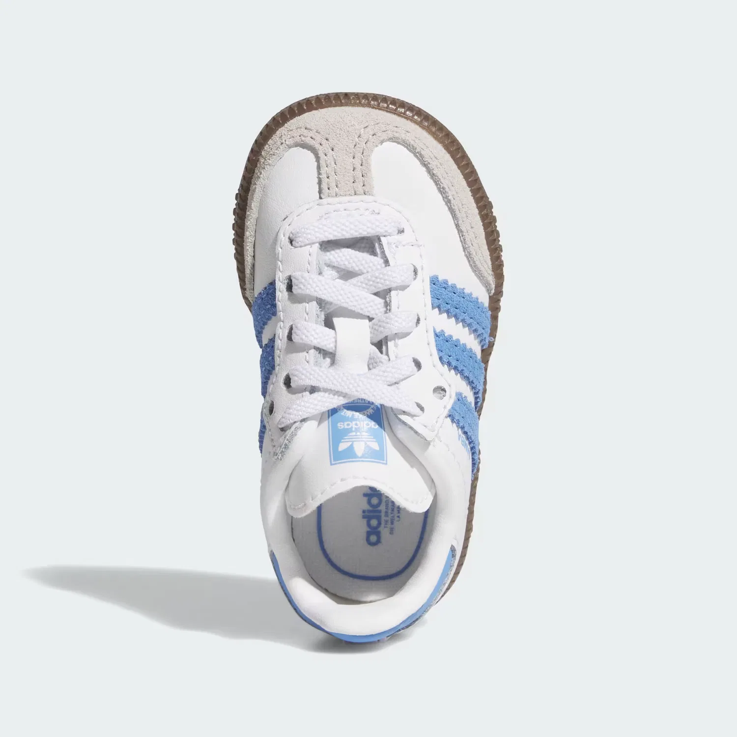 Детские кроссовки на липучке и эластичных шнурках Samba OG Adidas Originals, бело-синий — фото 2