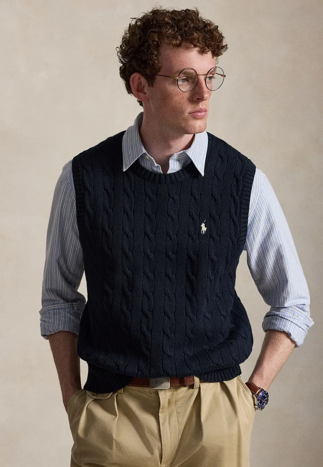 Хлопковый жилет крупной вязки - джемпер Polo Ralph Lauren, Hunter Navy W/ C8135 Pp