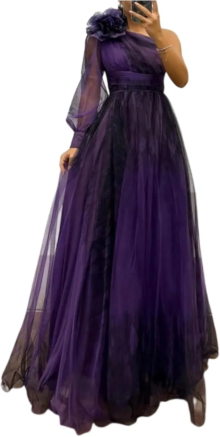 Женское вечернее платье с воланами и драпировкой, C-dark Purple