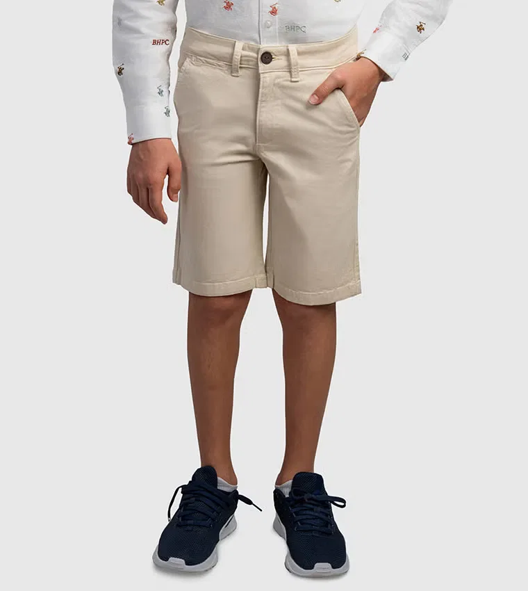 Шорты тканые детские модель 10302-B4706-DAWN-BIRCH-10-11Y Beverly Hills Polo Club, белый