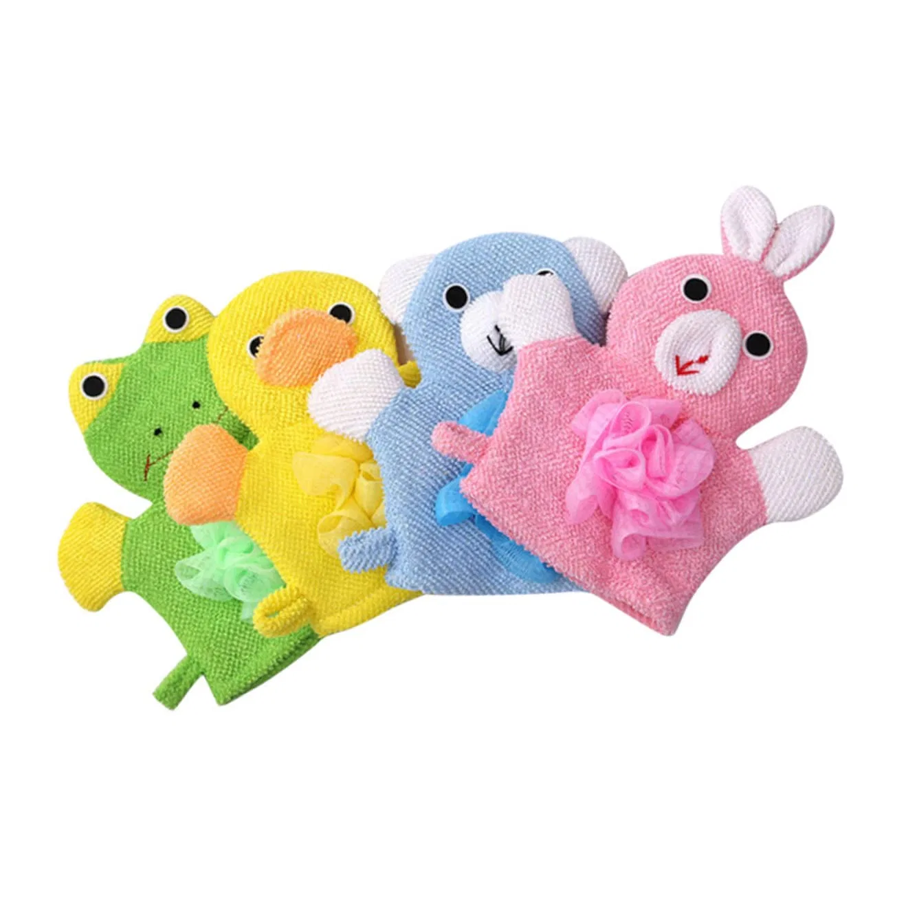 Детские мочалки для душа, 4 шт, Generisch, Gelb, Grün, Rosa, Blau