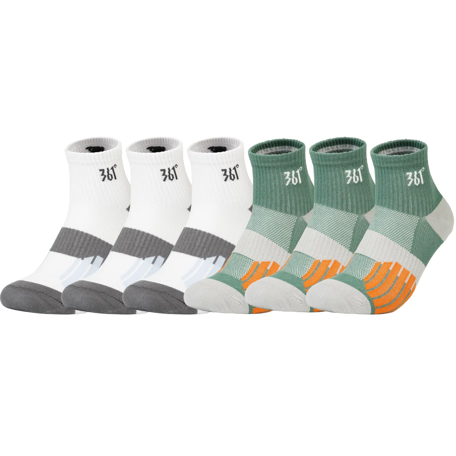 Детские носки с длинным голенищем, комплект из 6 пар, 361°, White 3+Green 3