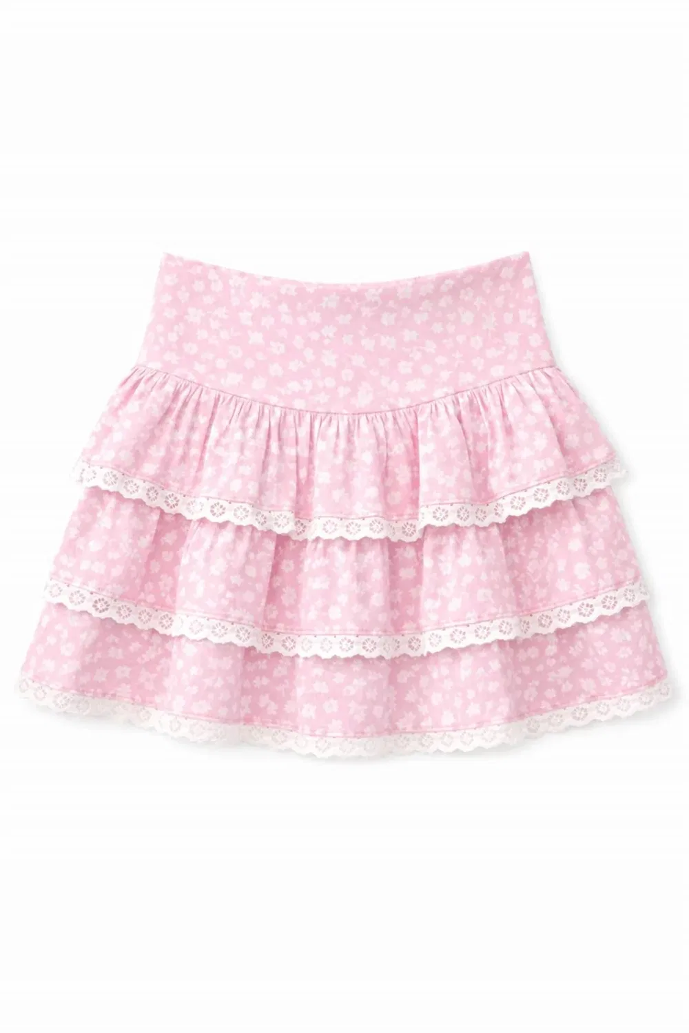 Детская юбка с кружевной отделкой и принтом Melody KatieJnyc, Pink Ditsy Floral