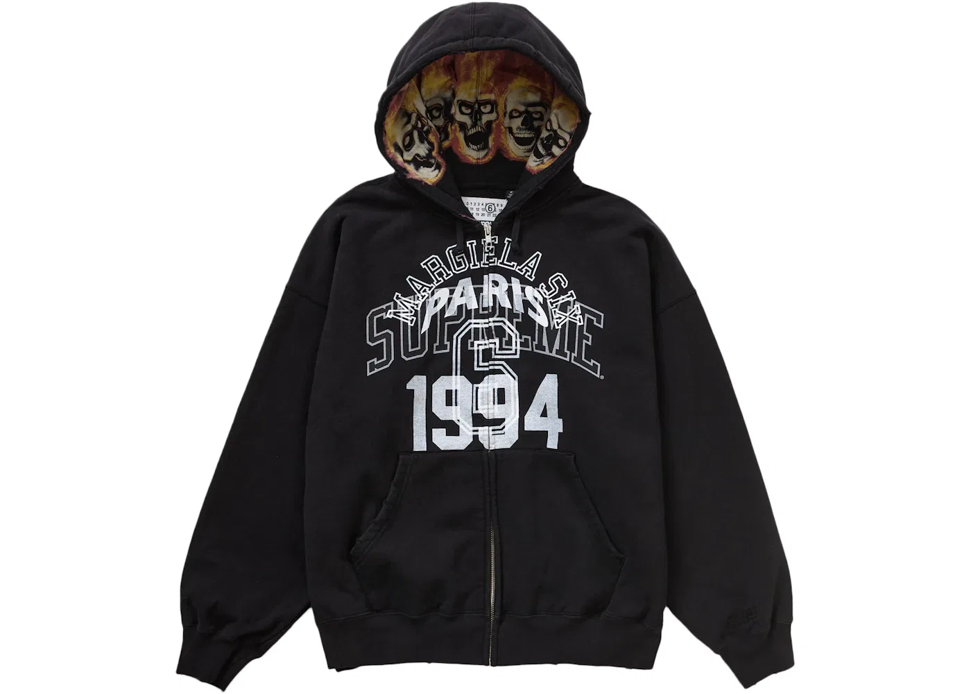 Мужская худи с принтом Supreme MM6 Maison Margiela Zip Up Hooded Sweatshirt, Black