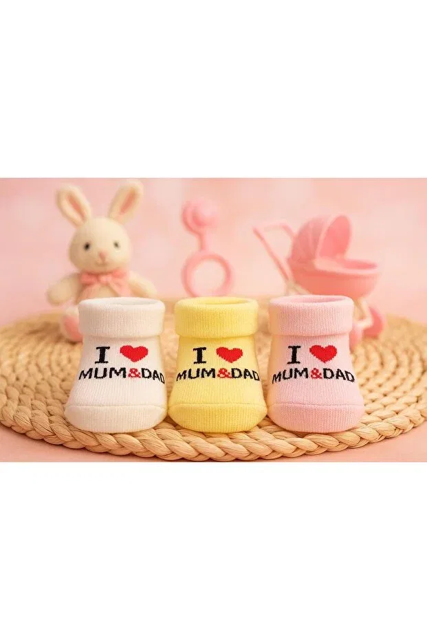 Детский комплект носков для девочек хлопковый 3 шт Moda, Ecru-Lemon Yellow-Sugar Pink — фото 2