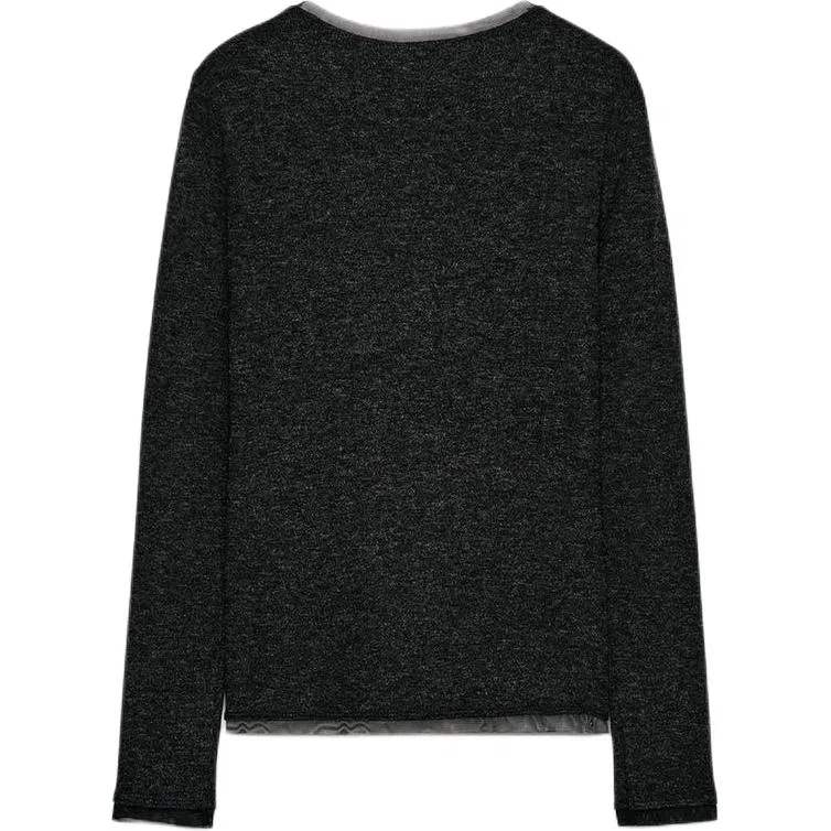 Женская футболка с круглым вырезом Dark Gray ZARA — фото 3