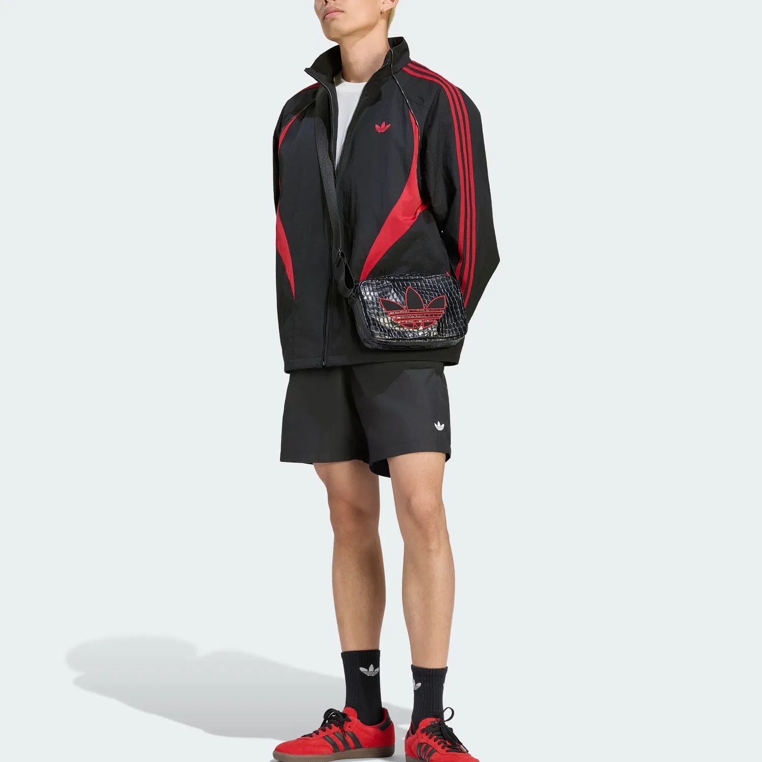 Мужская куртка с воротником-стойкой Black/Red Adidas Originals, Black/Red — фото 3
