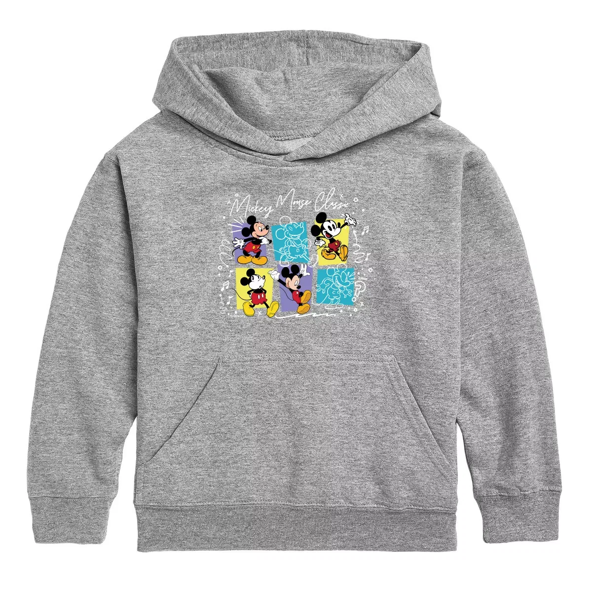 Детское худи с принтом Mickey Mouse Sketches Disney, Athletic Heather