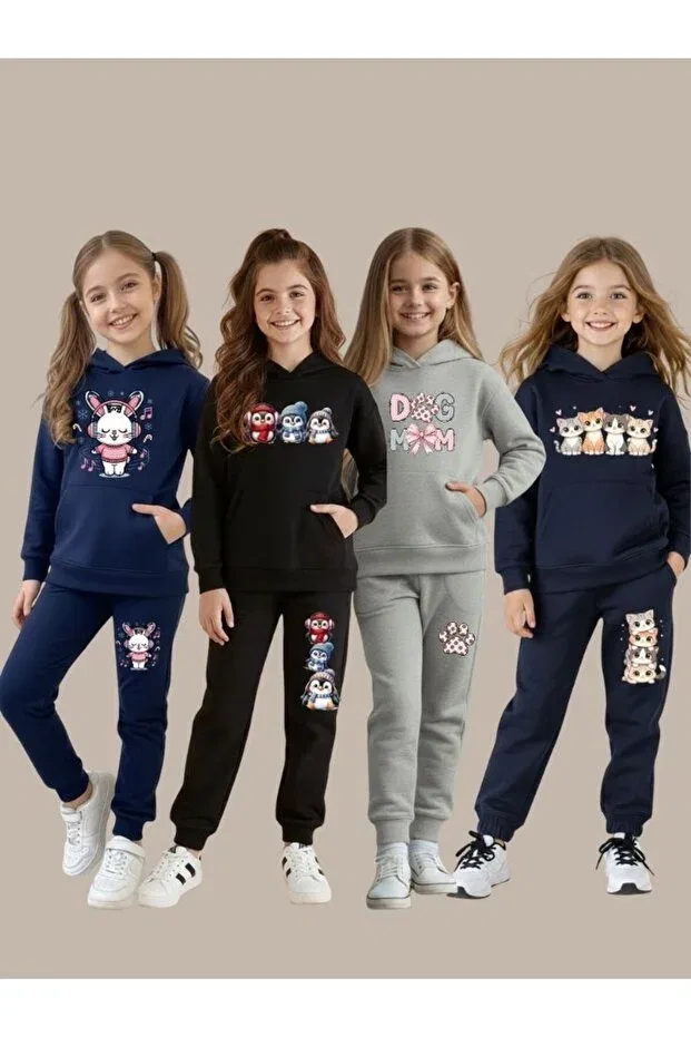 Детский комплект для девочек с принтом Armikids Hooded Printed Tracksuit Set Armicem, Multicolor-3