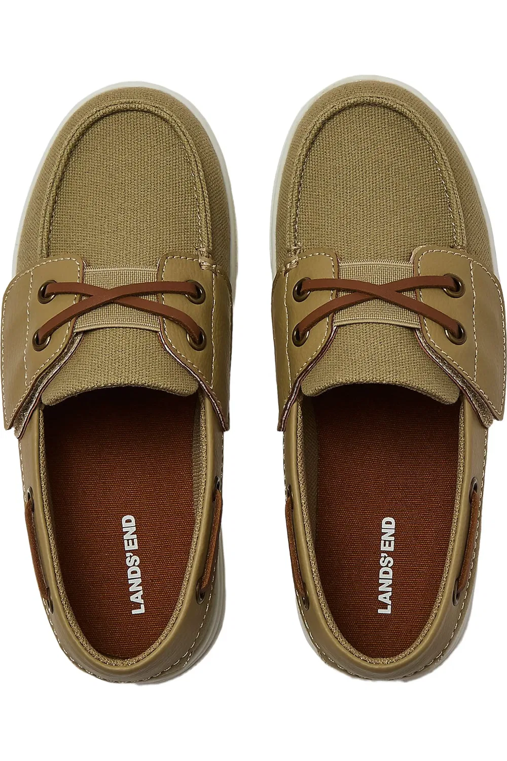 Детские туфли-лодочки на липучке из канваса Easy On Lands' End, Desert Tan — фото 2