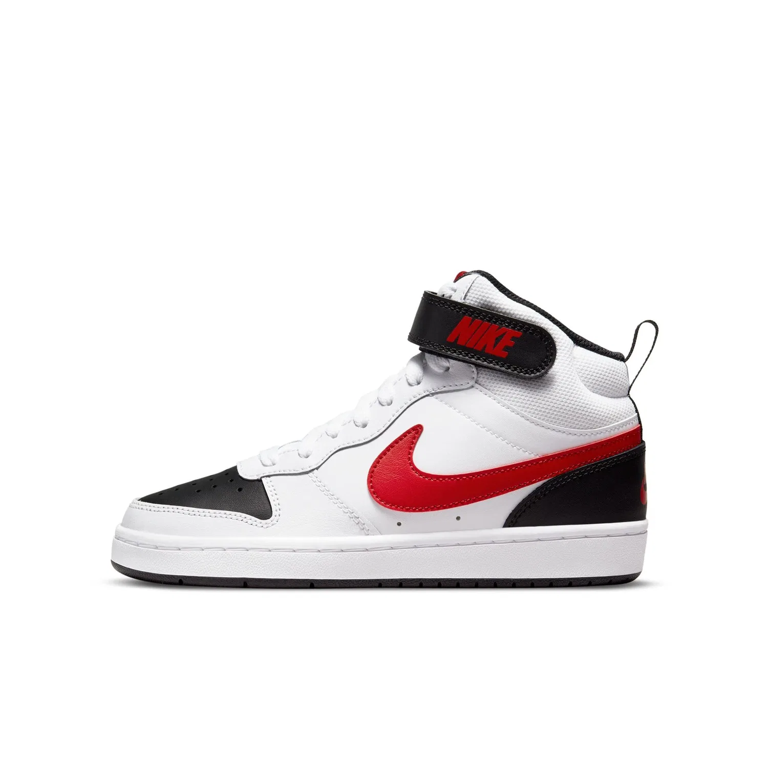 Детские кроссовки для мальчиков кожаные Court Borough 2 NIKE, White Red University Black