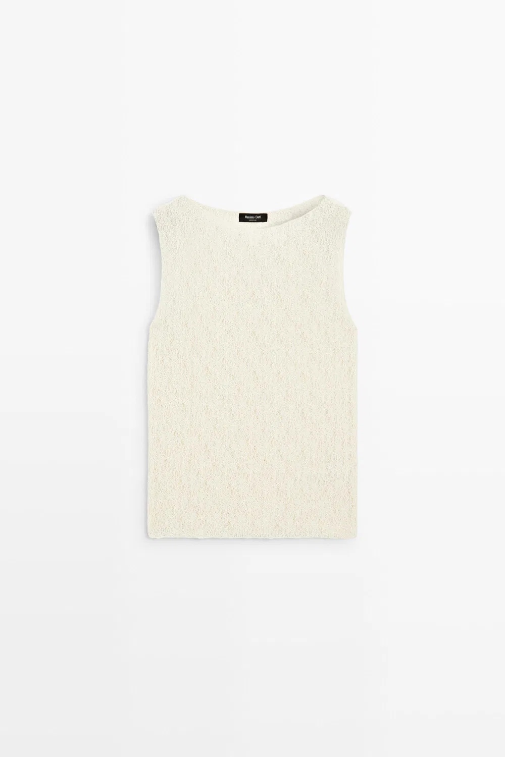 Топ Massimo Dutti Sleeveless Open-Knit, кремовый — фото 2