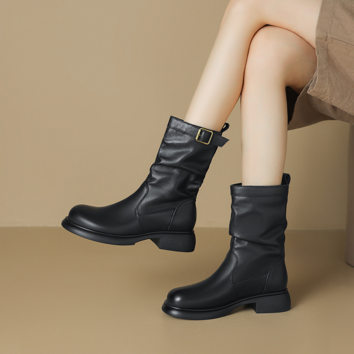 BOERDIQI Кроссовки Мартин Бут 4 см женские черные с кожаной стелькой, цвет Black (Cow Leather Insole) — фото 4