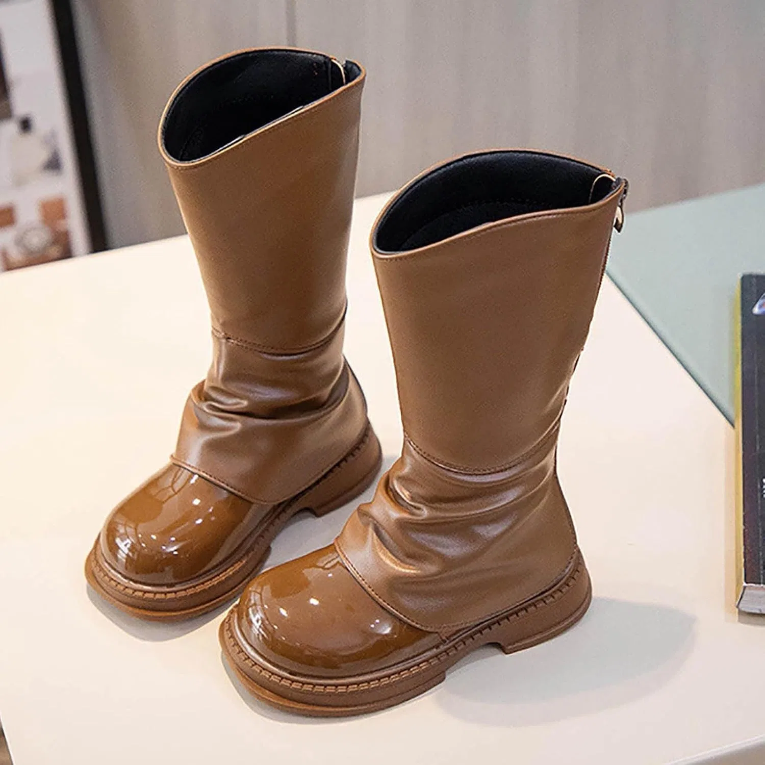 Детские сапоги для девочек с принтом, модель Girls Tall Mid Calf Riding Boots, Khaki — фото 3