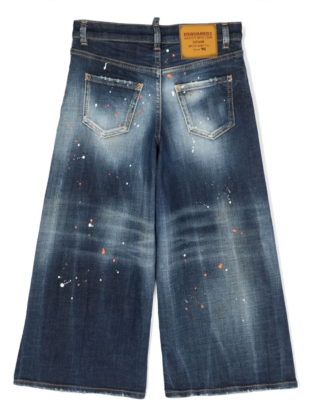 Джинсы широкого кроя с эффектом разбрызганной краски Dsquared2 Kids, синий — фото 2