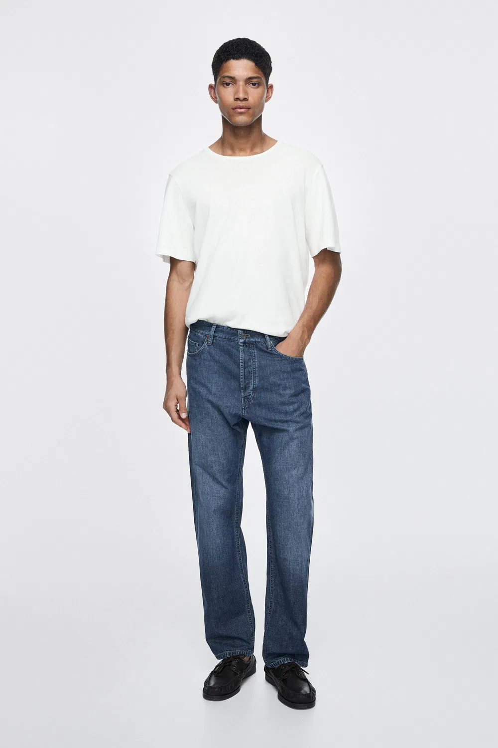 Легкие хлопковые джинсы прямого кроя Massimo Dutti, индиго