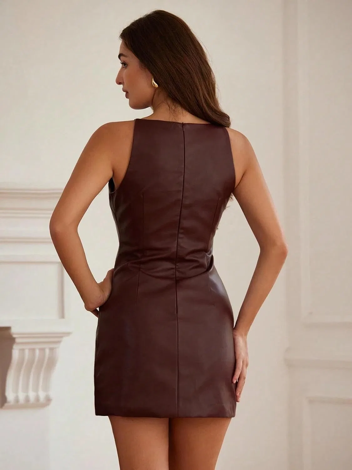 Женское мини-платье на бретелях Slimming Fit, Red — фото 3