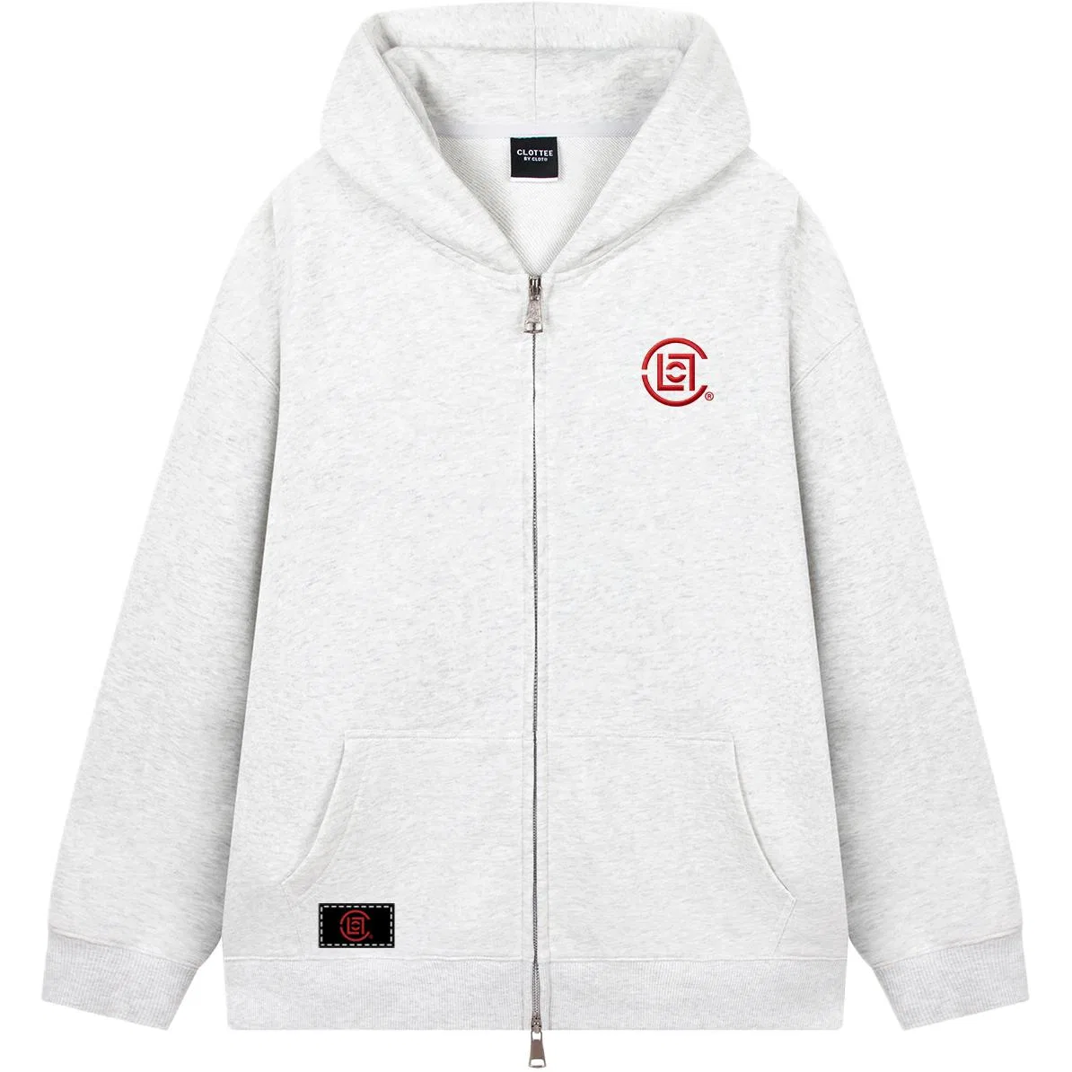 Детский худи с капюшоном и принтом CLOT, White Gray (Red Embroidery)