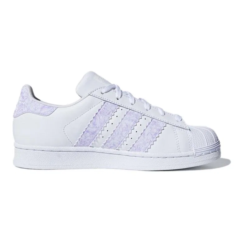 Детские кроссовки для скейтбординга с мысом-ракушкой Superstar J Adidas Originals, White Purple — фото 3