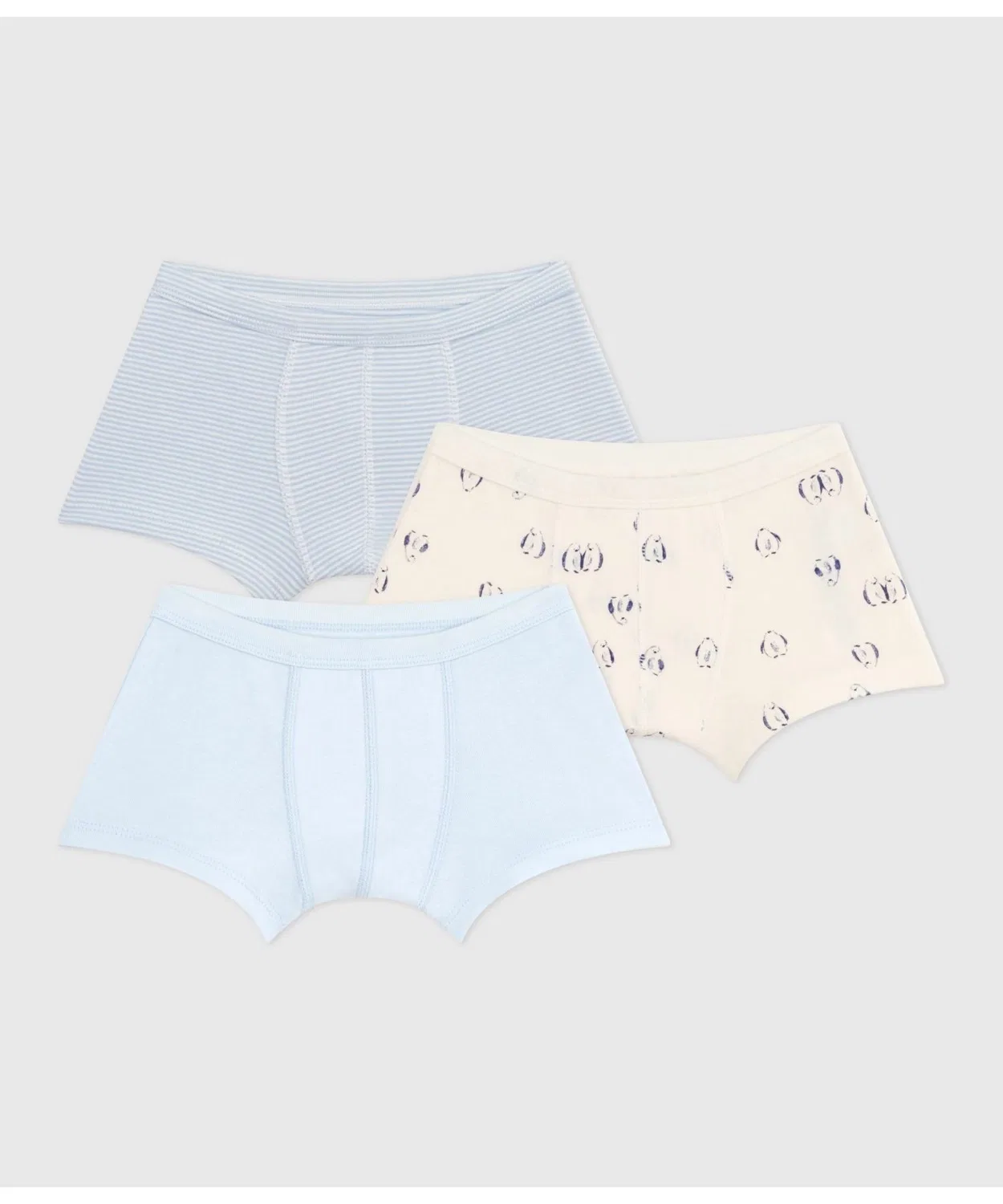 Детские трусы-боксеры 3 шт с принтом пингвина и полоской Petit Bateau, Multicolor