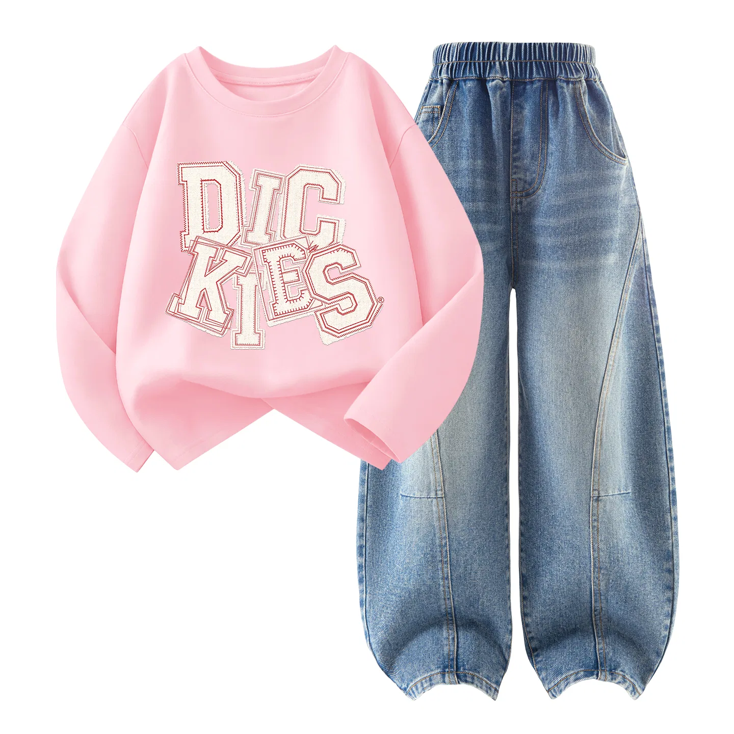 Детский спортивный комплект с заплатками Dickies, Light Pink/Denim Light Blue