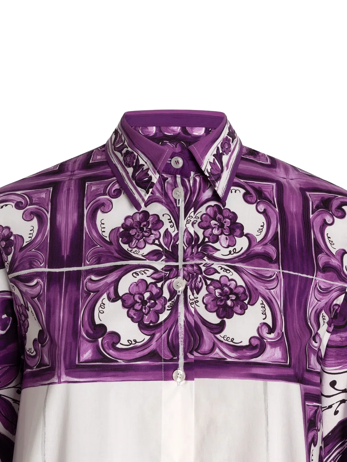 Платье-рубашка с цветочным принтом Dolce & Gabbana, белый — фото 3