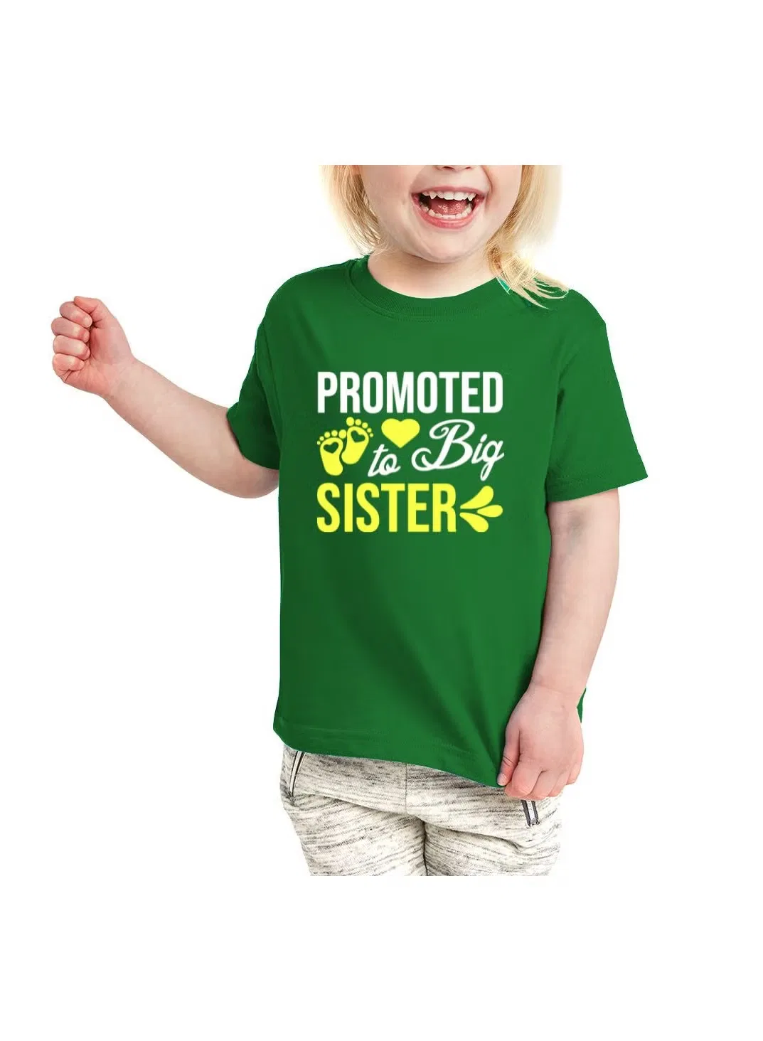 Футболка с принтом для маленьких девочек Big Sister Printshop4Me, зеленый