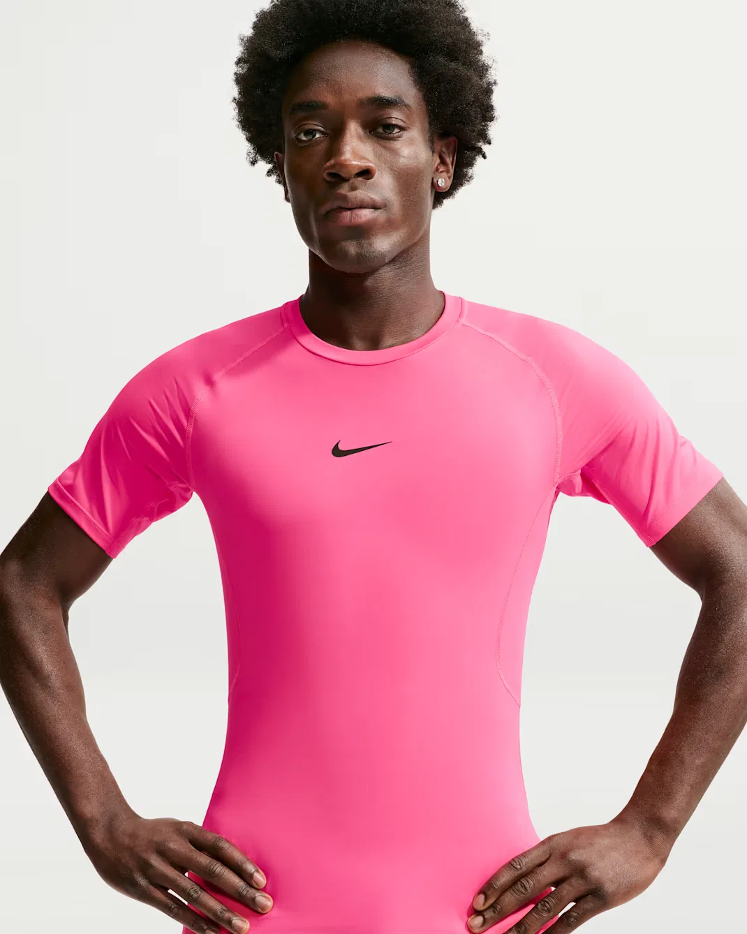 Мужская облегающая спортивная футболка Dri-FIT с коротким рукавом Nike Pro, Hyper Pink/Black