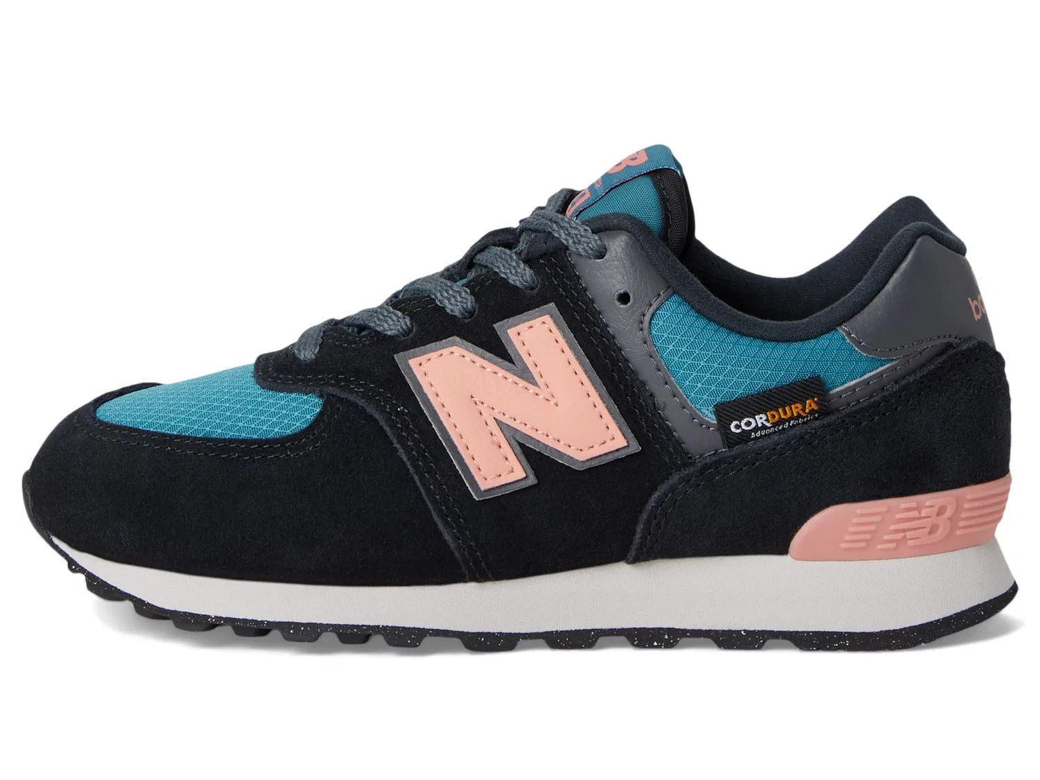 Детские кроссовки для мальчиков с закрытым носком 574 V1 Season Lace Up New Balance, Black Pink Omega — фото 4