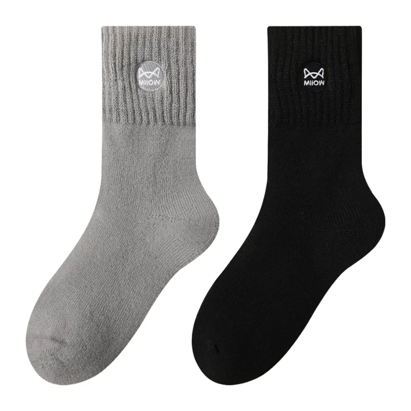 Детские носки-гольфы с длинным голенищем, комплект из 2 пар, Light Gray + Black, MIIOW