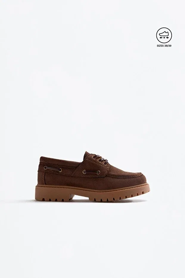 Детские туфли для девочек на шнуровке Track-Soled boat shoes Lefties, Brown
