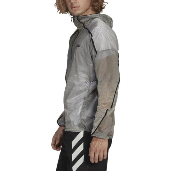 Куртка adidas Half Zipper Outdoor Sports hooded Windproof Jacket light grey, мультиколор — фото 4
