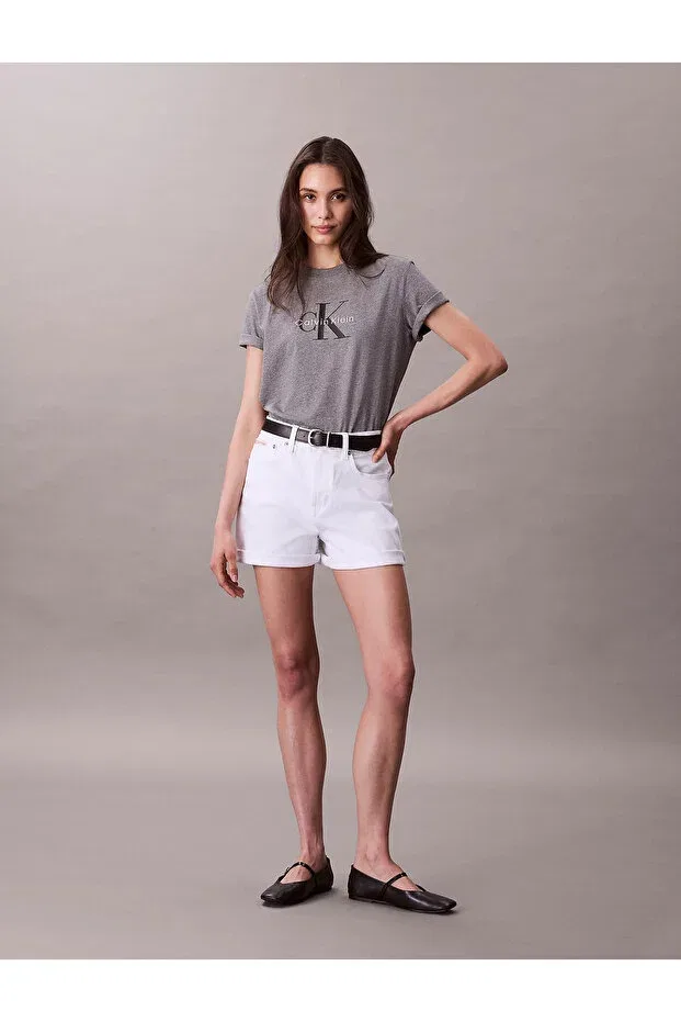 Женская футболка с принтом Monogram Logo Calvin Klein, B30 Grey Heather — фото 2