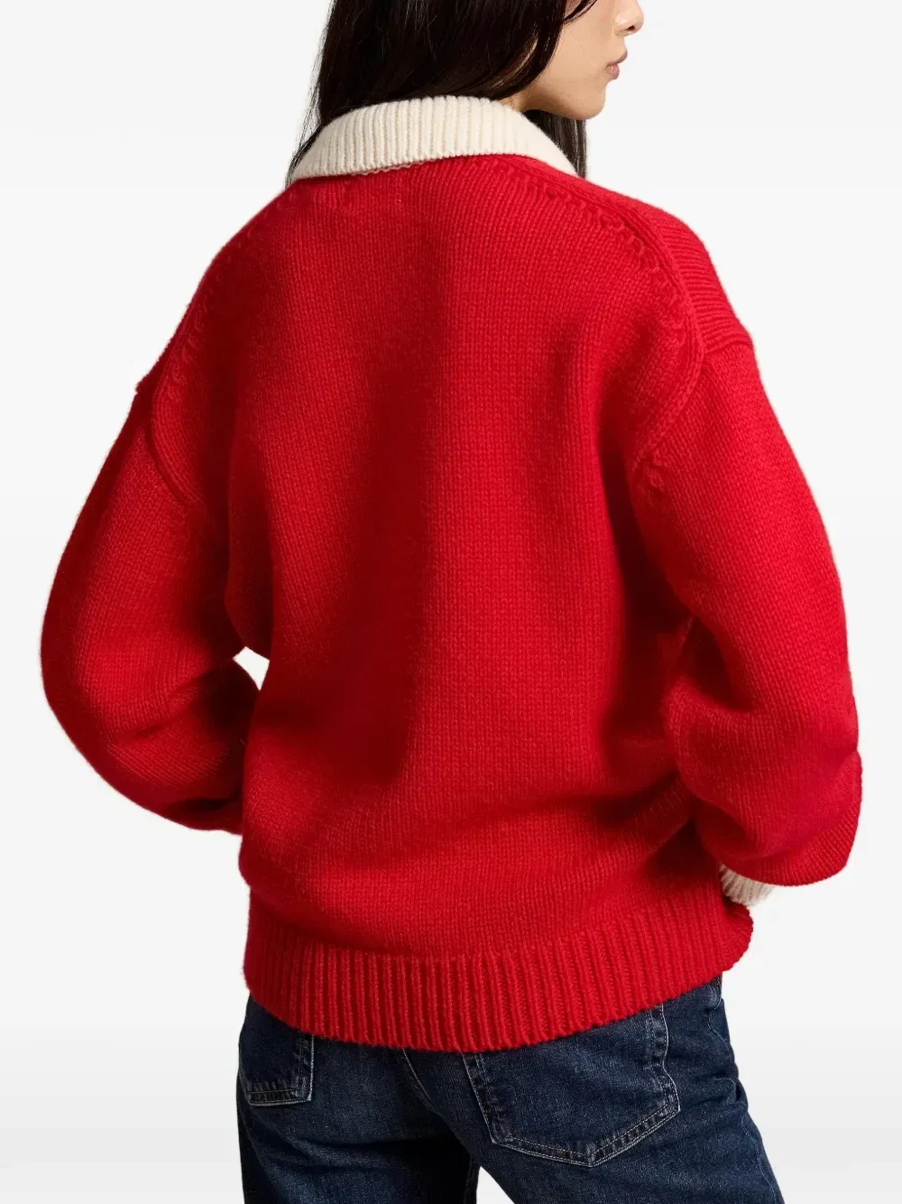 Шерстяной свитер с логотипом Polo Ralph Lauren, красный — фото 3