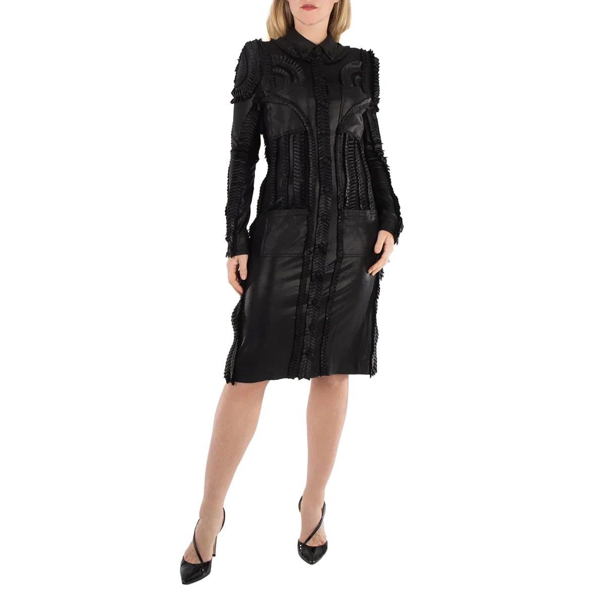 Платье-рубашка с плиссировкой Detail Pleated Stretch Jersey Burberry, Black