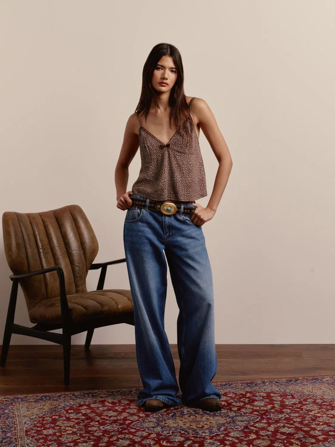 Топ-камисоль принтованная, модель Meadow Rose Superdry, коричневый — фото 2