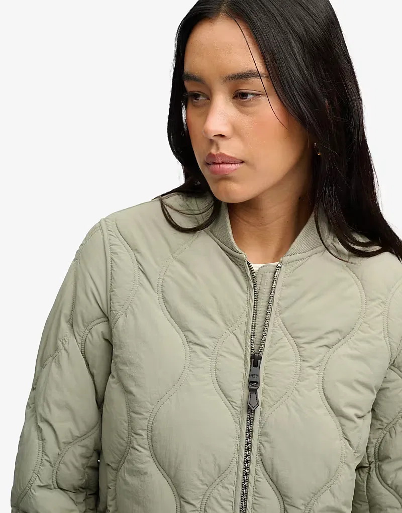 Утепленная куртка-подкладка Superdry Longline луковица светло-хаки — фото 3