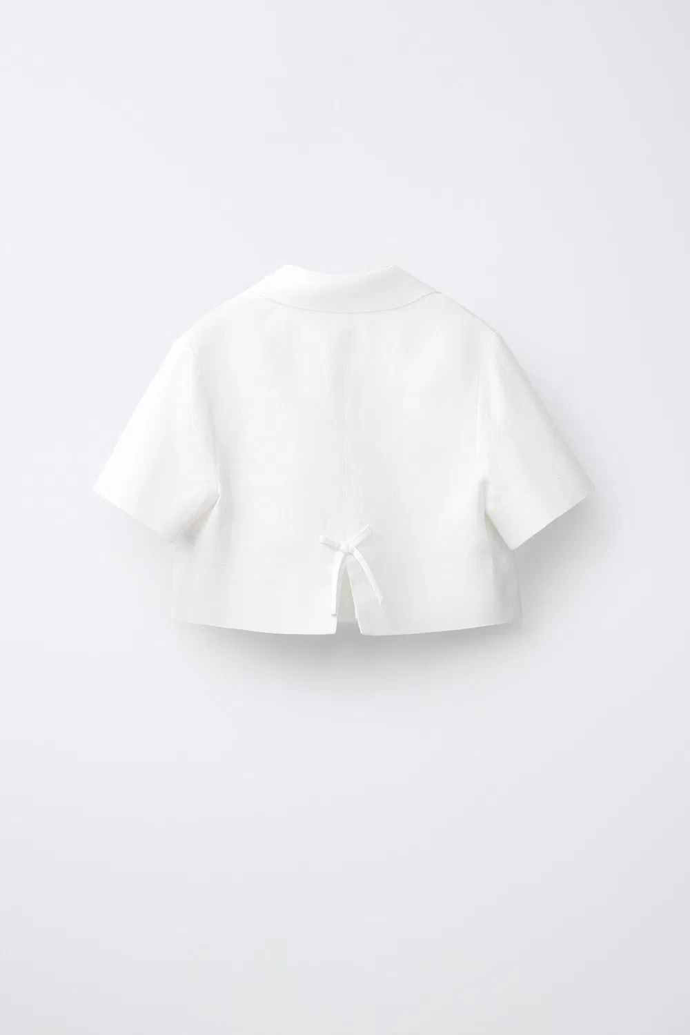 Укороченный блейзер из 100% льна ZARA, Oyster-White — фото 2